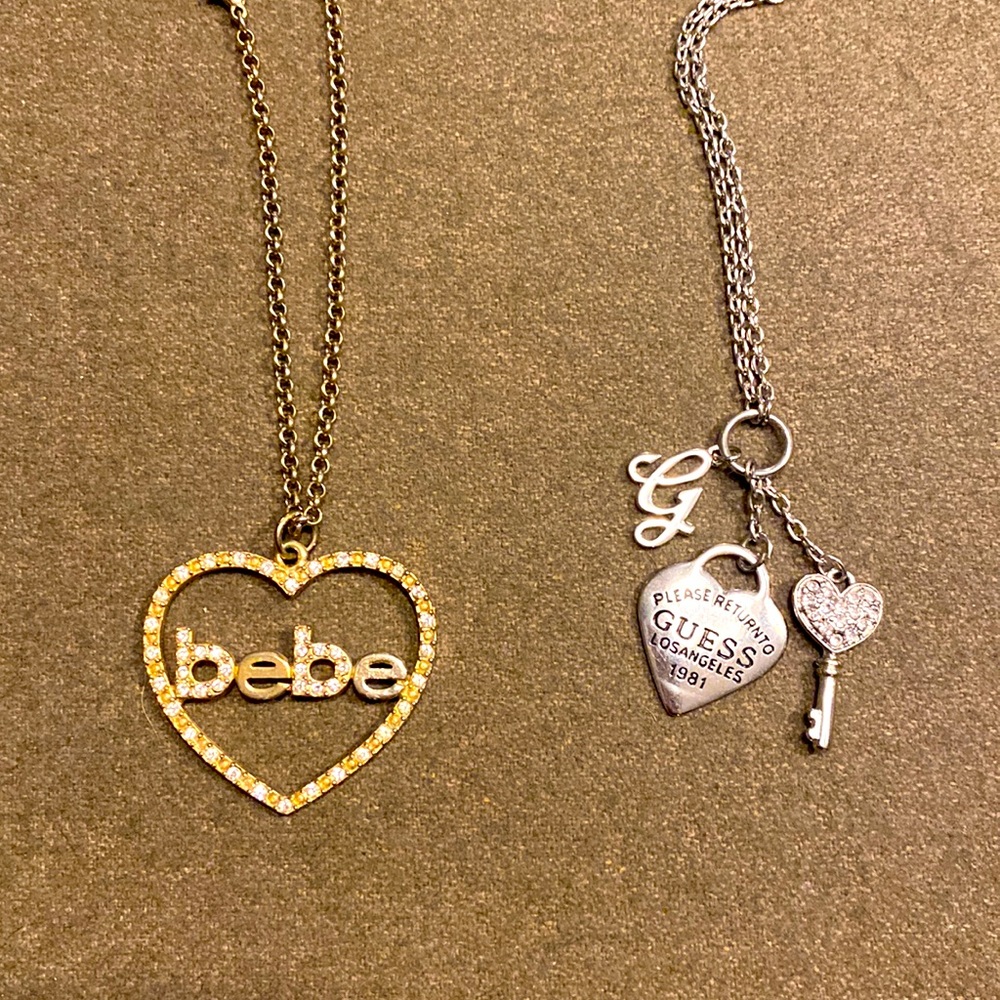 Gold BEBE & Silver GUESS necklace combo